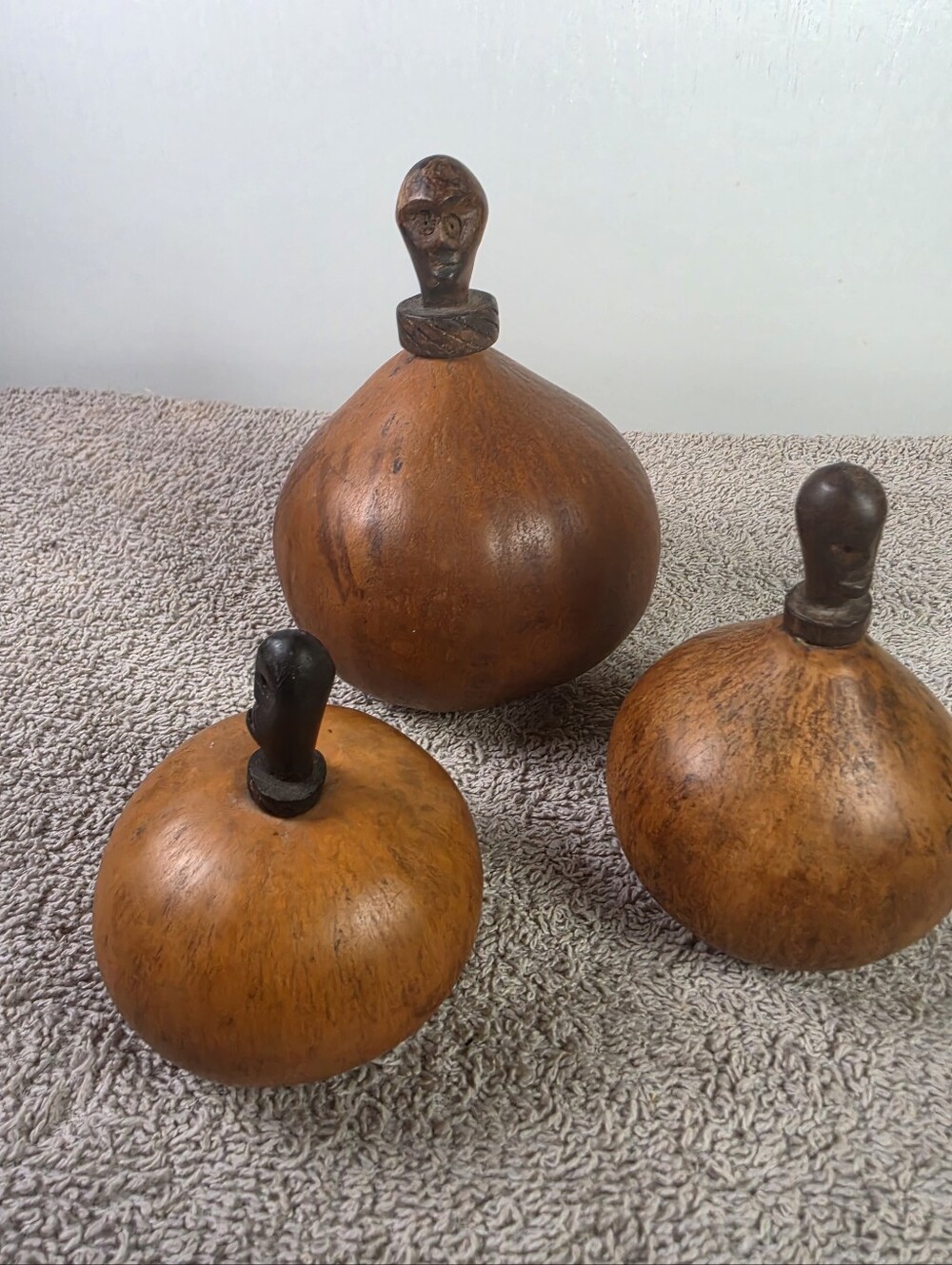 Set of 3 Traditional Calabash Medicine Containers With Wooden Stoppers - Picture 2 of 13